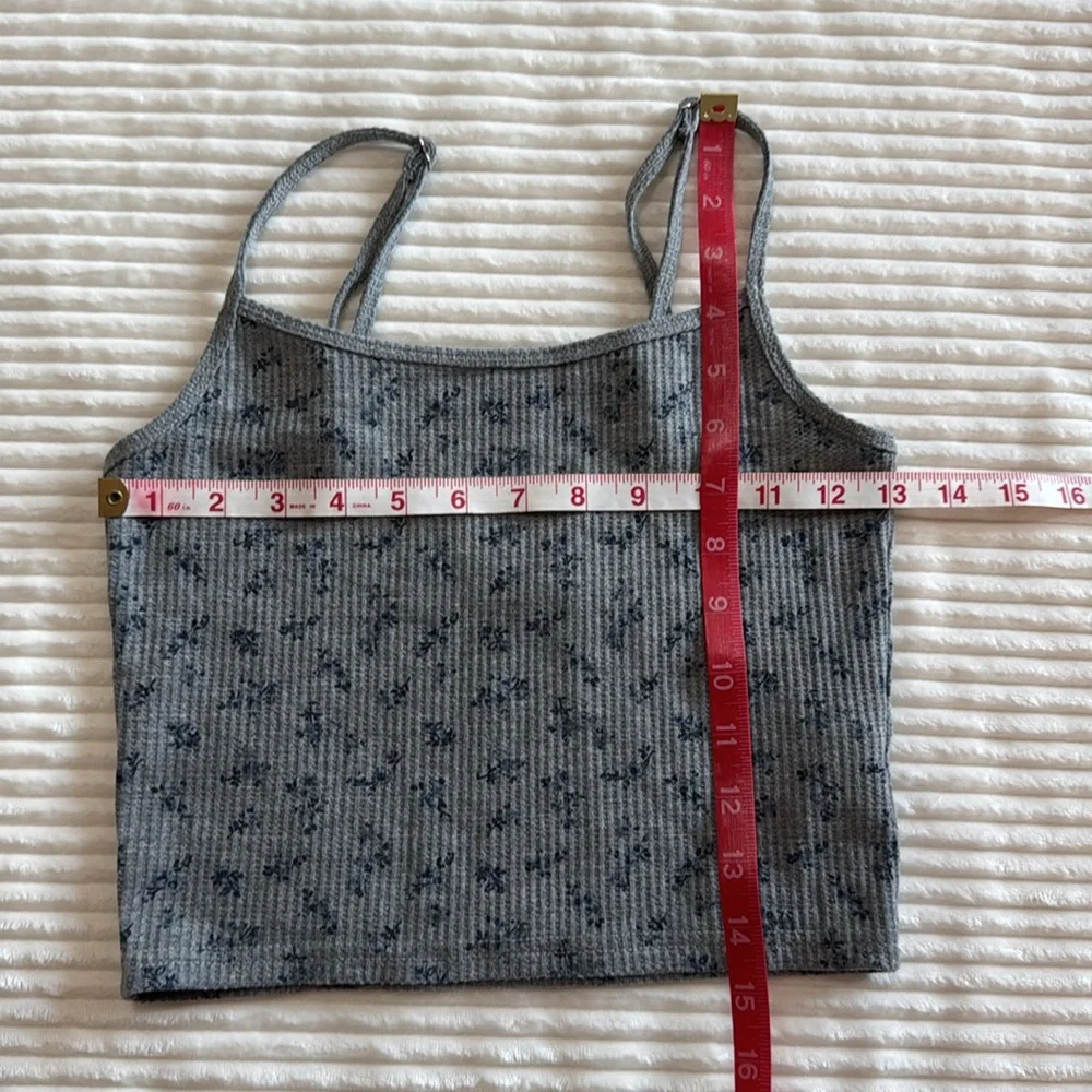 Edikted Set of 2 Spaghetti Strap Cropped Ribbed Tank Tops Floral Stripe Lace XS - Picture 9 of 14